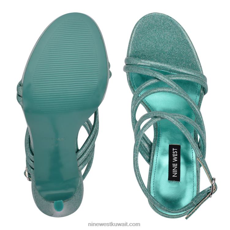 Nine West lexy صندل بكعب رباط الكاحل بريق أزرق VVL08542