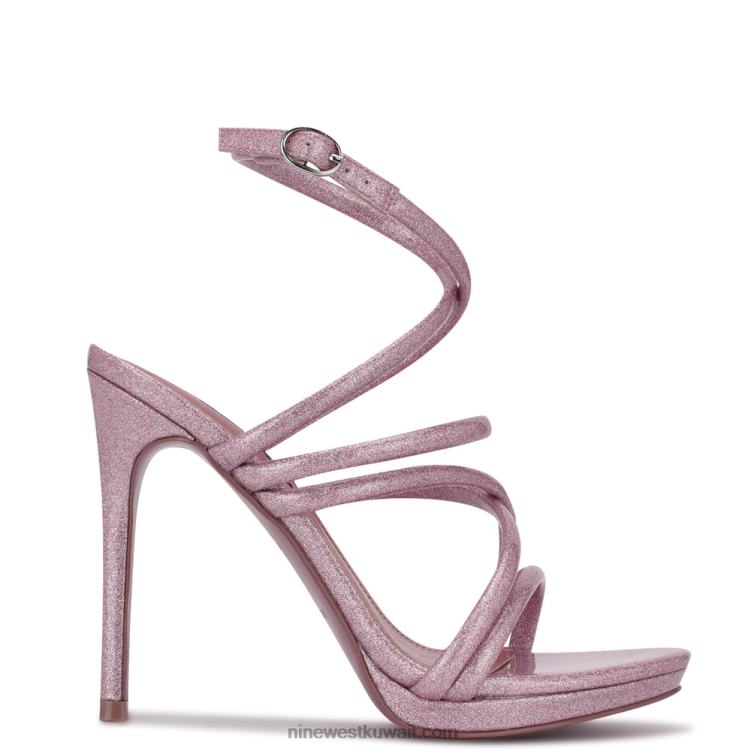 Nine West lexy صندل بكعب رباط الكاحل بريق وردي VVL08543