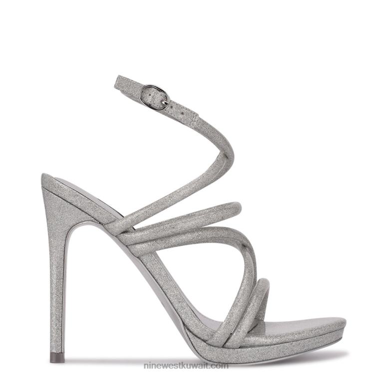 Nine West lexy صندل بكعب رباط الكاحل قزحي الفضة VVL08544