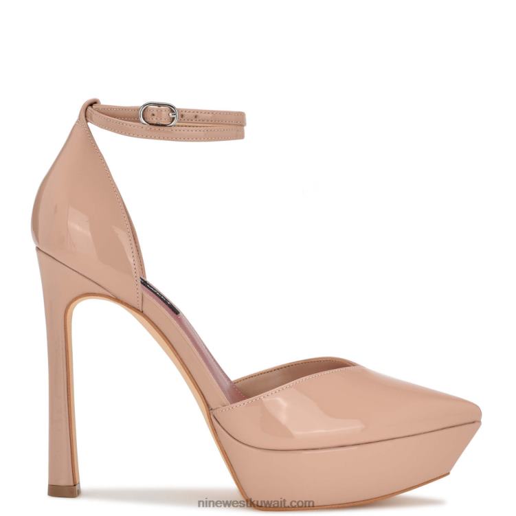 Nine West linda مضخات منصة التفاف الكاحل براءة اختراع عارية بالكاد VVL081327