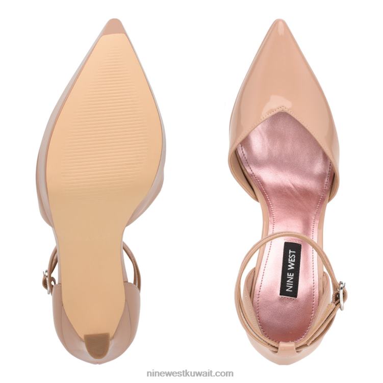 Nine West linda مضخات منصة التفاف الكاحل براءة اختراع عارية بالكاد VVL081327