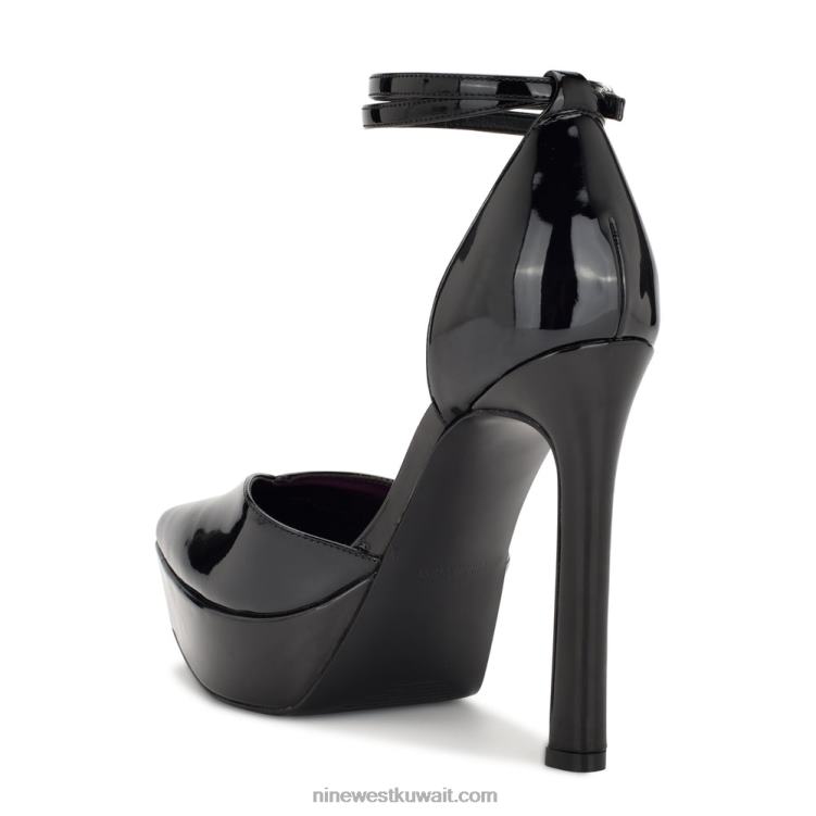 Nine West linda مضخات منصة التفاف الكاحل أسود براءة اختراع VVL081863
