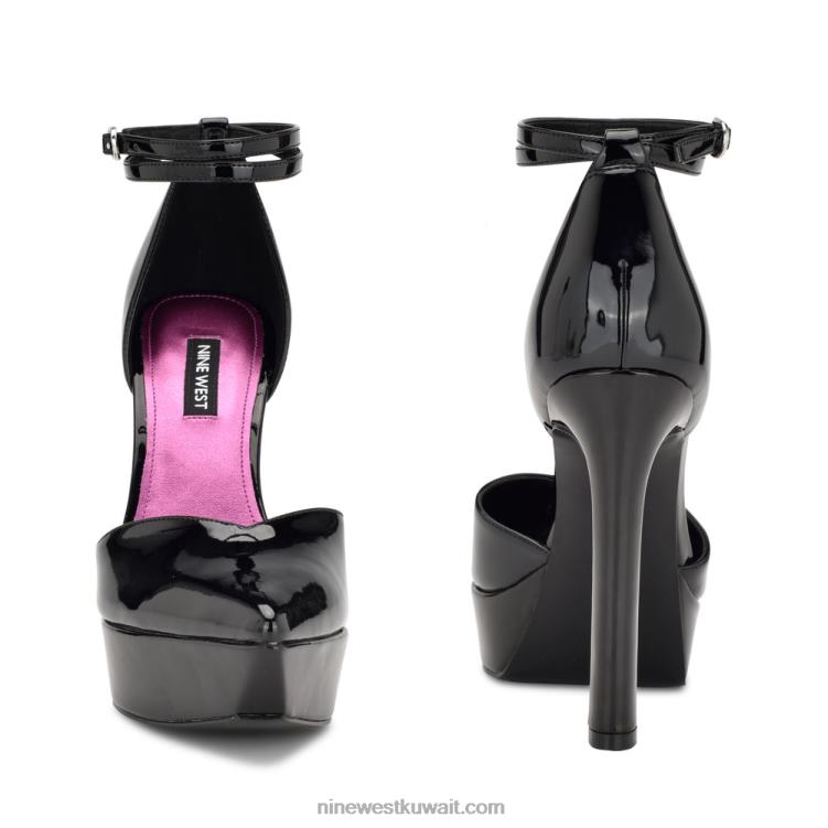 Nine West linda مضخات منصة التفاف الكاحل أسود براءة اختراع VVL081863