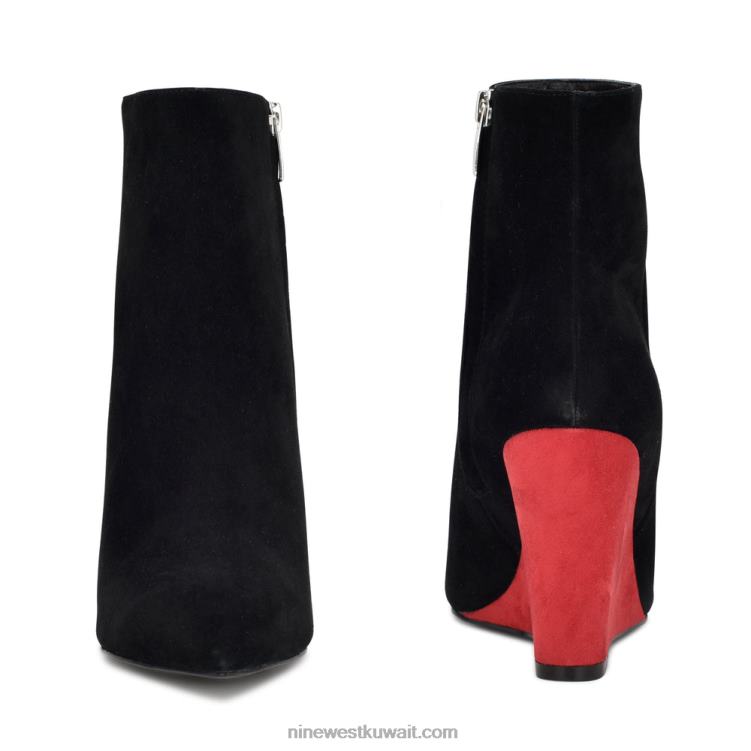 Nine West paes إسفين الجوارب أسود / أحمر من جلد الغزال VVL081139