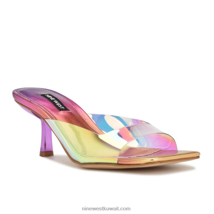 Nine West صندل منزلق بكعب من raylen غروب الشمس متعدد المعادن VVL08170