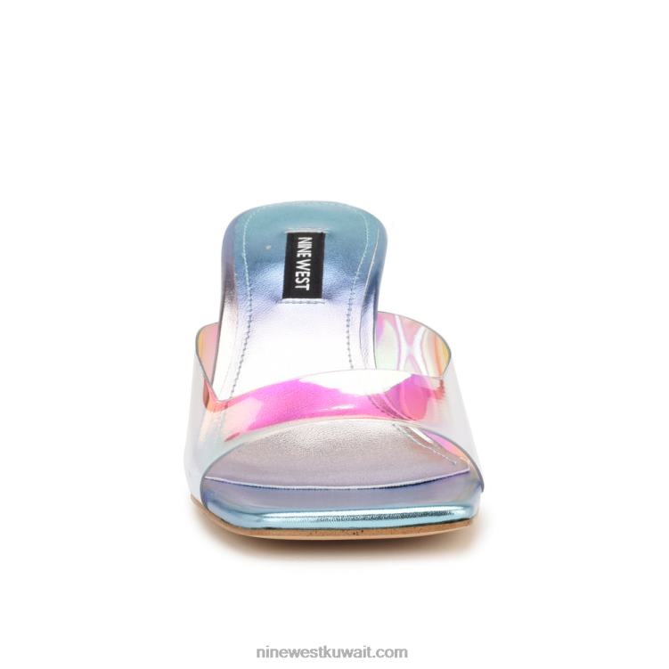 Nine West صندل منزلق بكعب من raylen أزرق معدني متعدد VVL08171