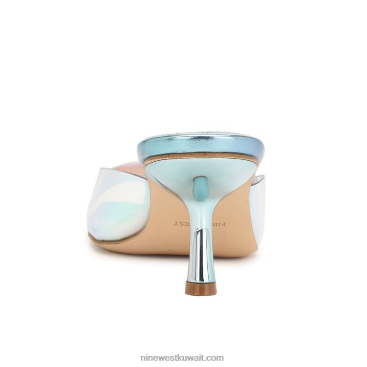 Nine West صندل منزلق بكعب من raylen أزرق معدني متعدد VVL08171