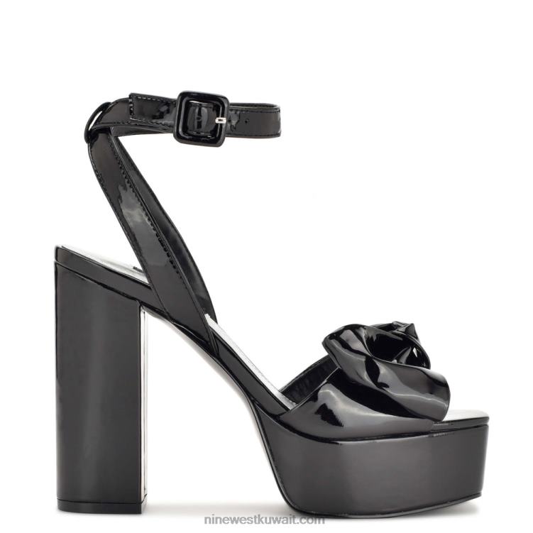Nine West صندل بنعل سميك rippa أسود براءة اختراع VVL081772