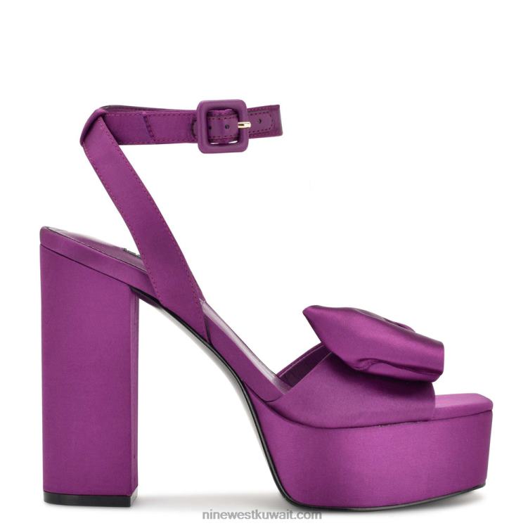 Nine West صندل بنعل سميك rippa الساتان الأرجواني VVL08349