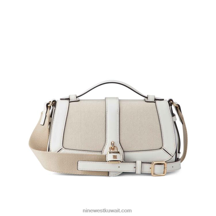Nine West shirin flap crossbody قماش أبيض بصري VVL082540