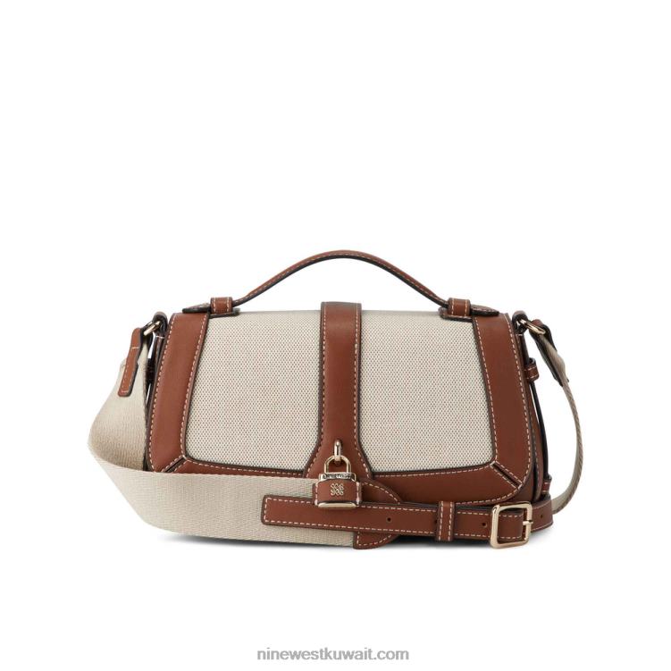 Nine West shirin flap crossbody سرج قماش تان VVL082541