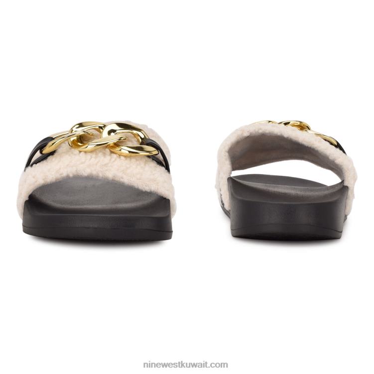 Nine West slinks صندل منزلق مسطح كريم فو shearling VVL0867