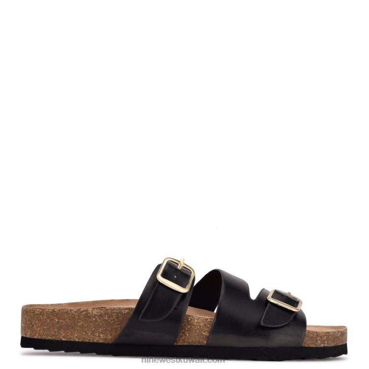 Nine West صندل منزلق مسطح من sommie أسود VVL0887