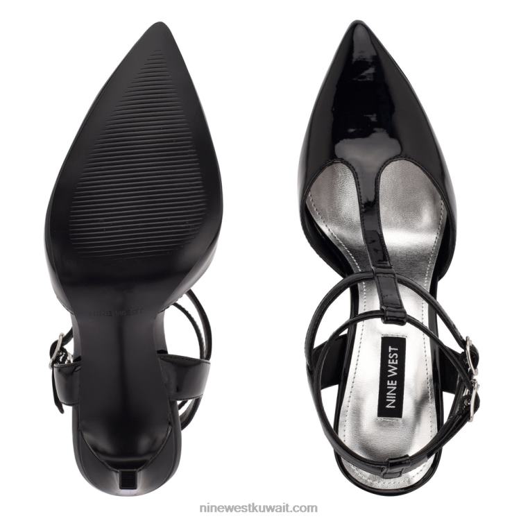 Nine West tayes مضخة حزام الكاحل أسود براءة اختراع VVL081342