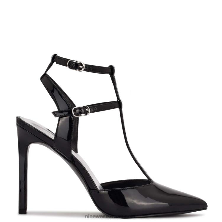 Nine West tayes مضخة حزام الكاحل أسود براءة اختراع VVL081518