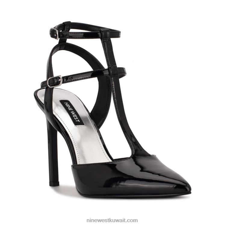 Nine West tayes مضخة حزام الكاحل أسود براءة اختراع VVL081518