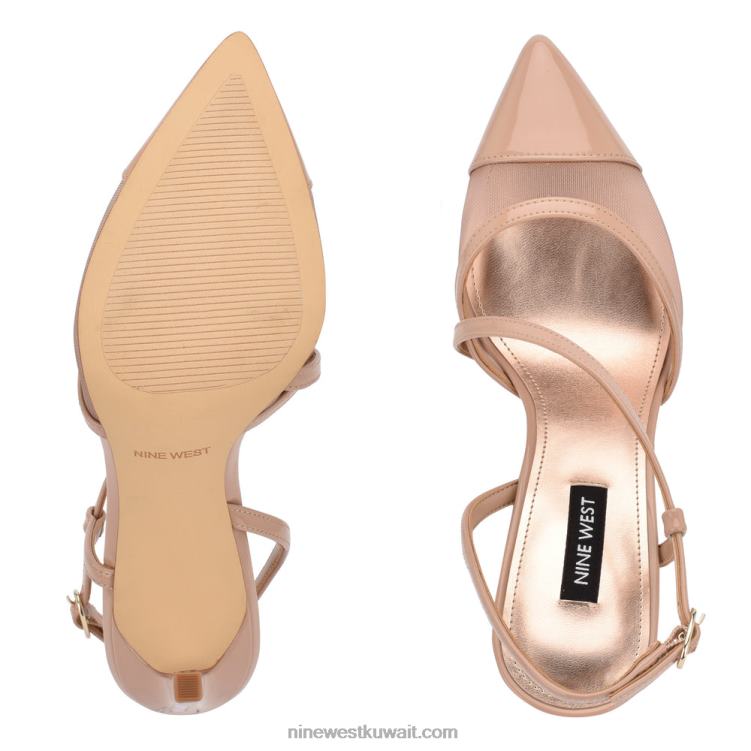 Nine West مضخات timie حزام الكاحل براءة اختراع / شبكة عارية بالكاد VVL081531