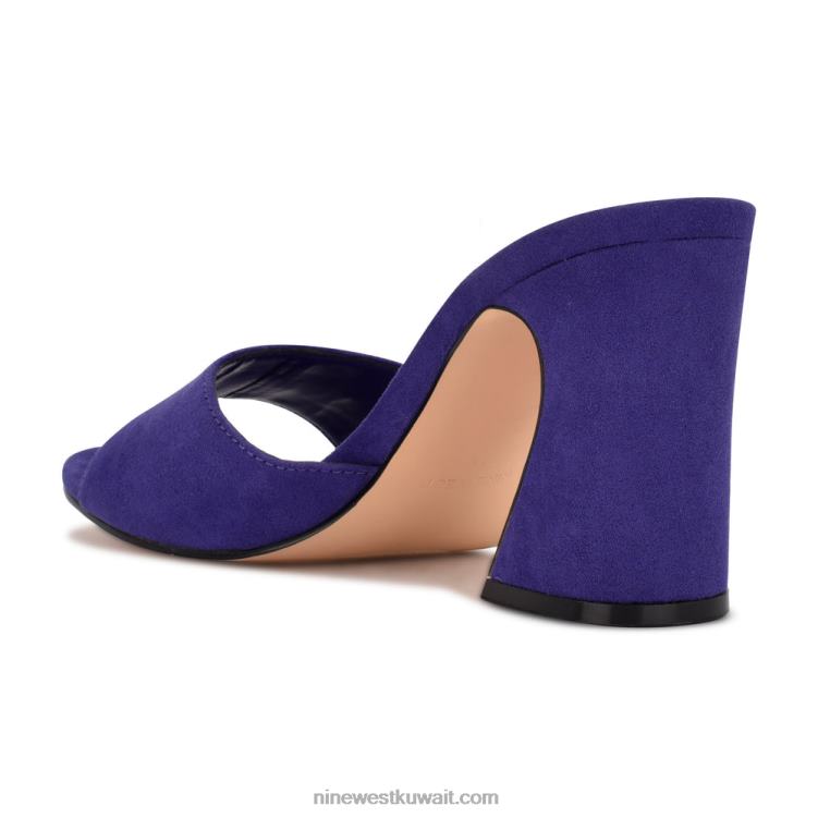 Nine West الصنادل الانزلاق بكعب unah جلد الغزال الأرجواني VVL08378
