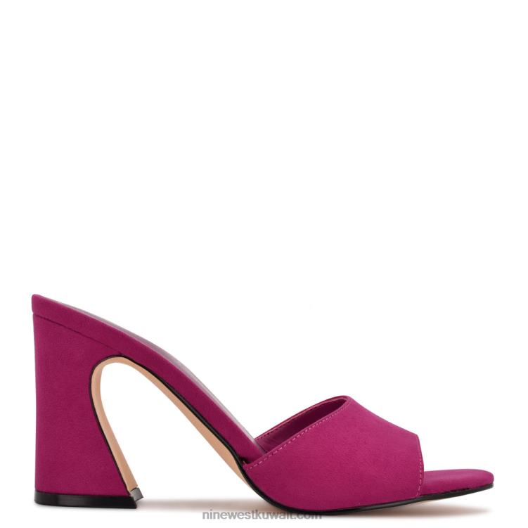 Nine West الصنادل الانزلاق بكعب unah جلد الغزال الوردي الداكن VVL08379