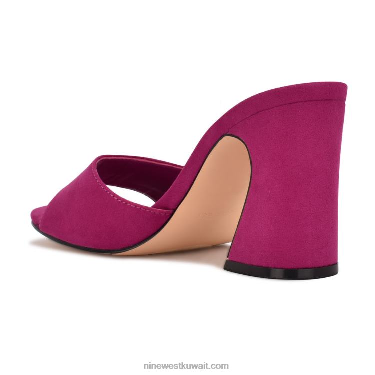 Nine West الصنادل الانزلاق بكعب unah جلد الغزال الوردي الداكن VVL08379