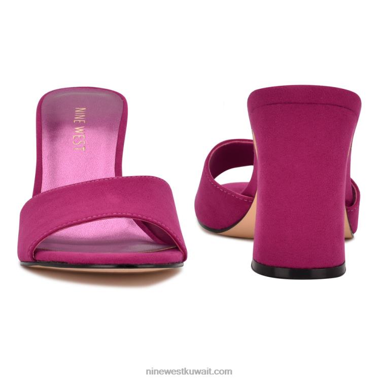 Nine West الصنادل الانزلاق بكعب unah جلد الغزال الوردي الداكن VVL08379