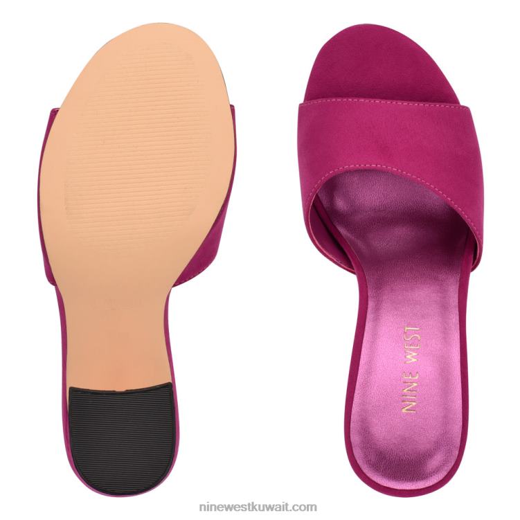 Nine West الصنادل الانزلاق بكعب unah جلد الغزال الوردي الداكن VVL08379