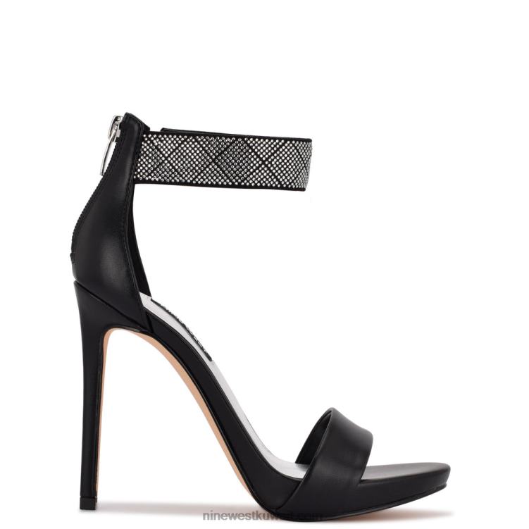 Nine West utell صندل بكعب رباط الكاحل الكريستال الأسود VVL081894