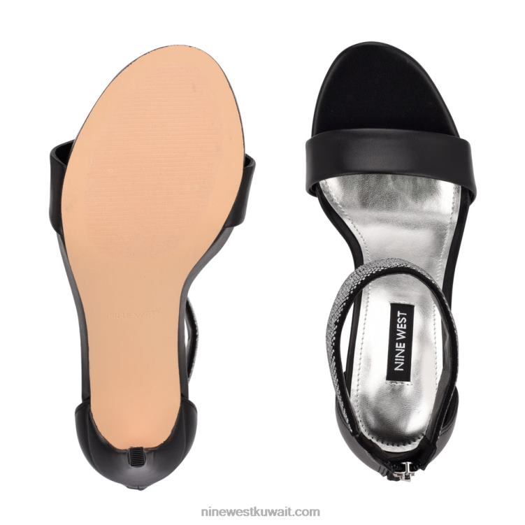 Nine West utell صندل بكعب رباط الكاحل الكريستال الأسود VVL081894