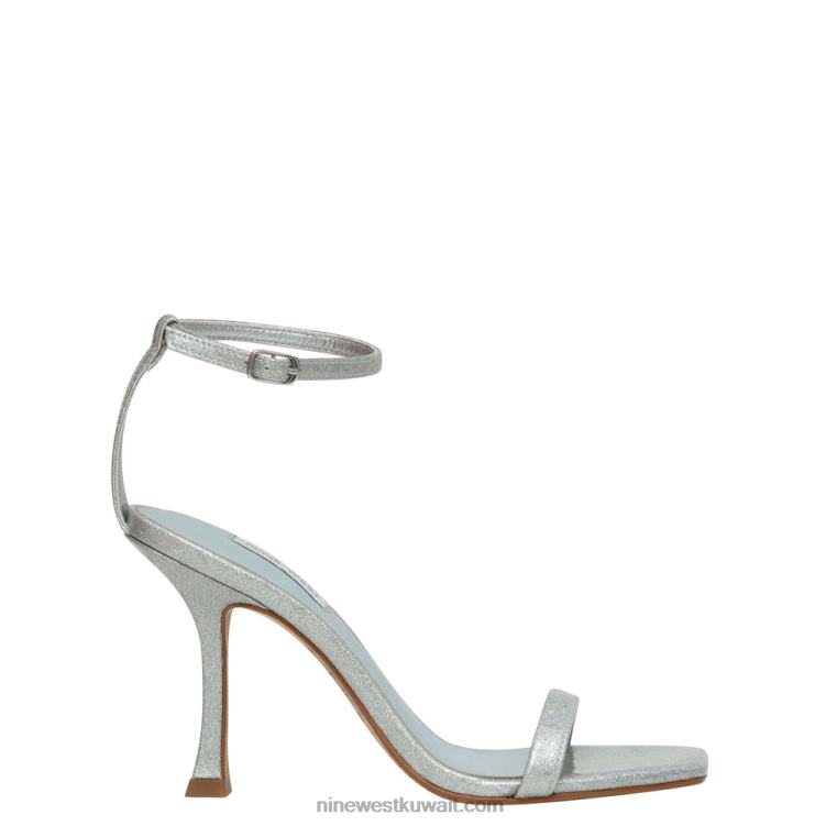 Nine West yess الصنادل حزام الكاحل بريق الفضة VVL08410