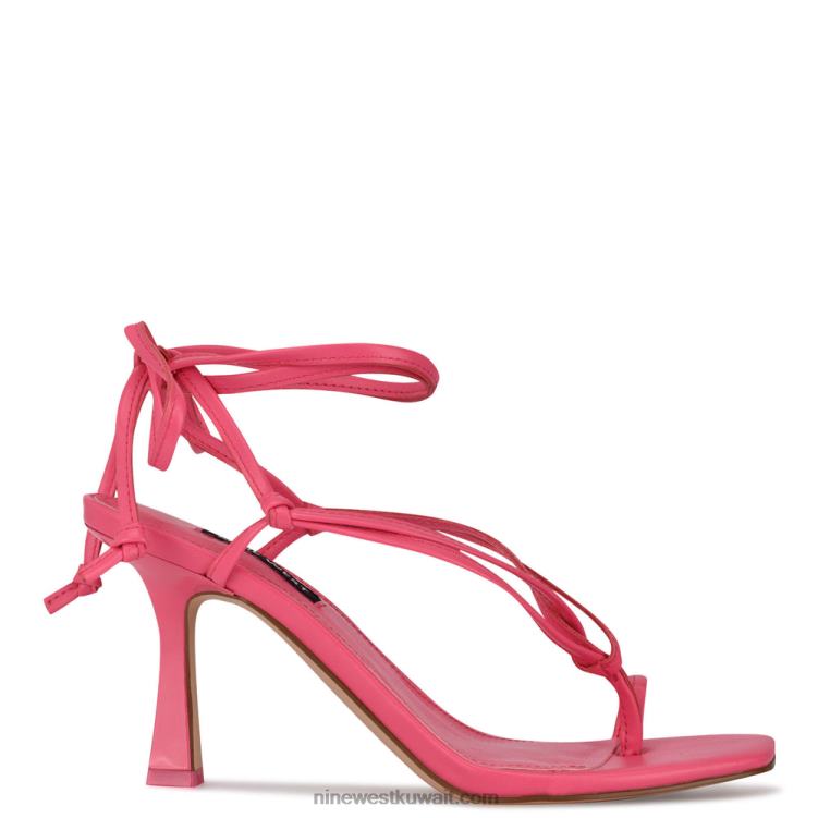 Nine West صندل بكعب ملفوف كاحل من yippie واو الوردي VVL081020