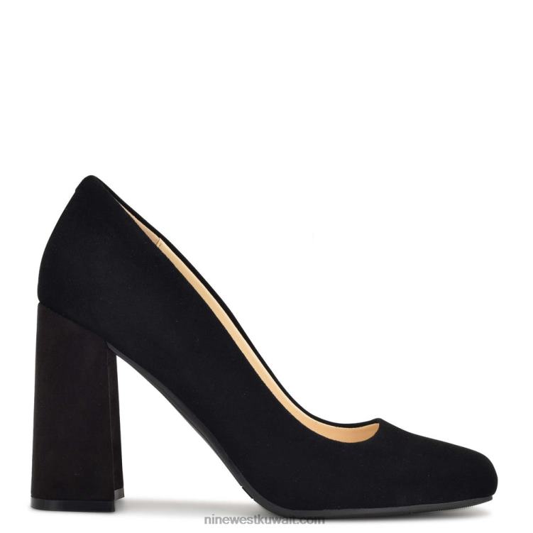 Nine West مضخات yolend ذات كعب عريض جلد الغزال الأسود VVL081198