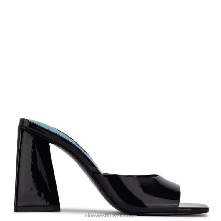 Nine West yougo صندل منزلق بكعب أسود براءة اختراع VVL08496
