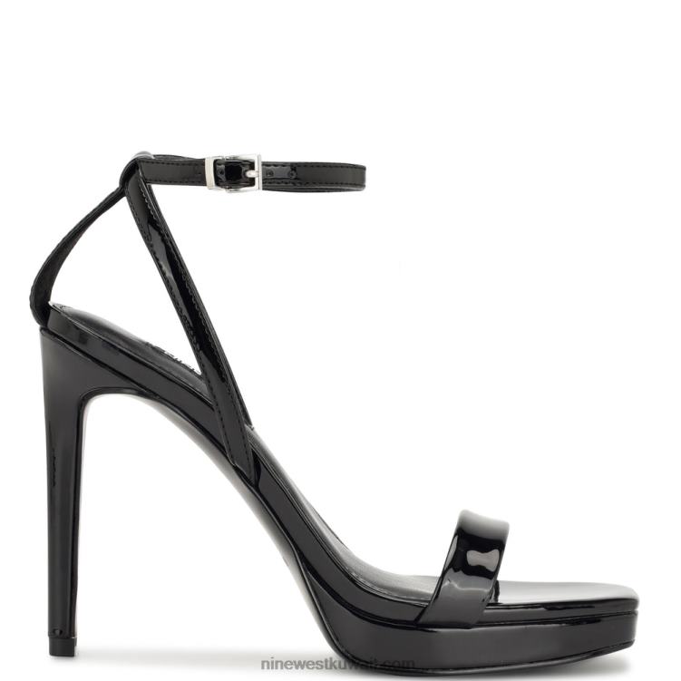 Nine West صندل بنعل سميك zilo أسود براءة اختراع VVL08331
