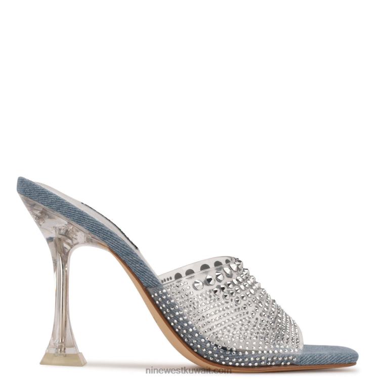 Nine West صندل منزلق بحجر الراين بكعب ziptipVVL08877