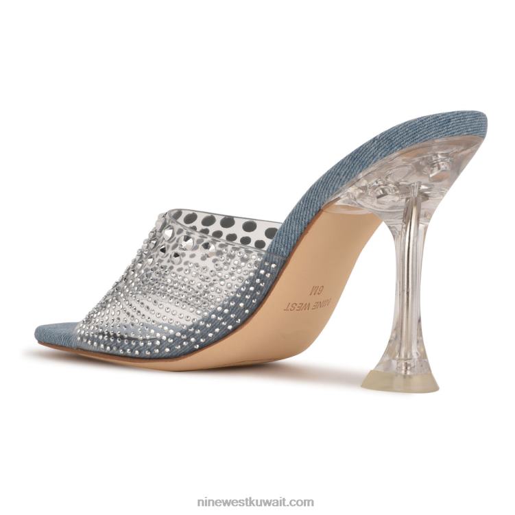 Nine West صندل منزلق بحجر الراين بكعب ziptipVVL08877