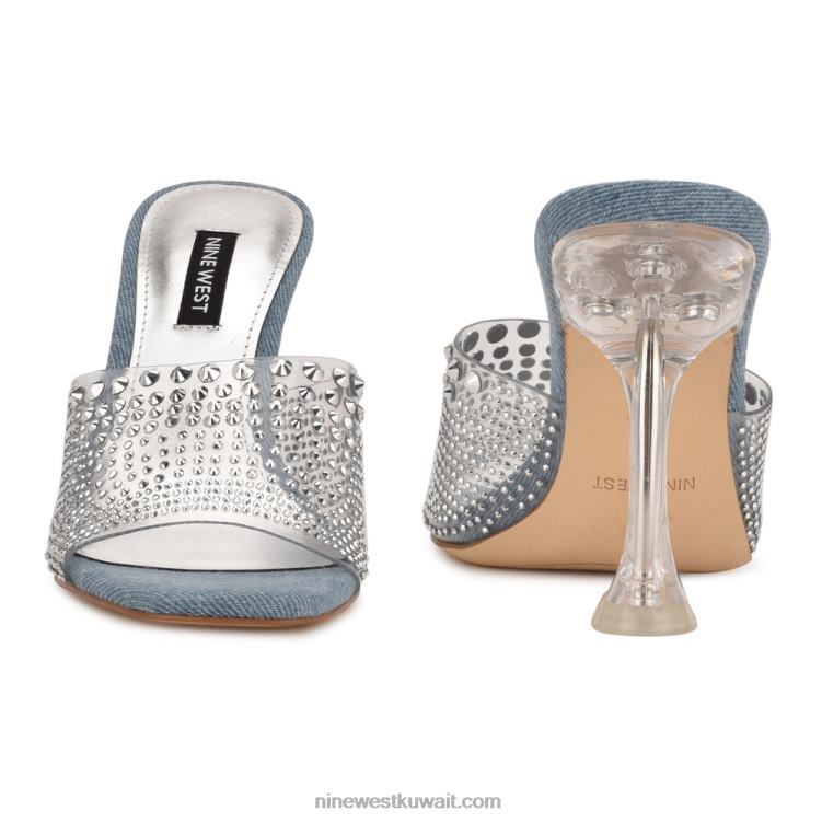 Nine West صندل منزلق بحجر الراين بكعب ziptipVVL08877