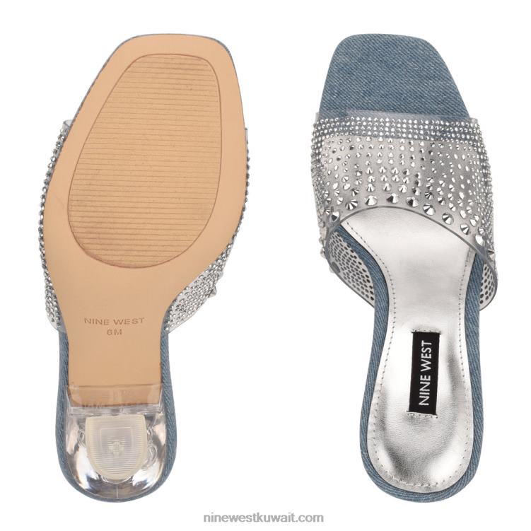 Nine West صندل منزلق بحجر الراين بكعب ziptipVVL08877