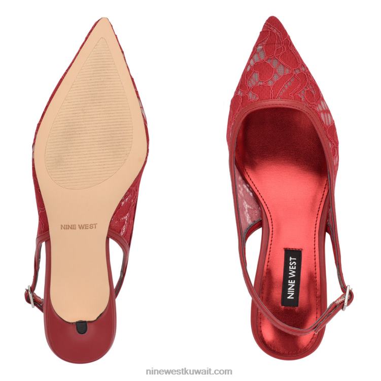 Nine West كعب سلينجباك الدانتيل الأحمر VVL081091