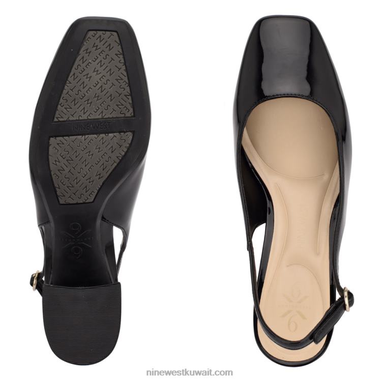 Nine West مضخات Vila 9x9 بحزام خلفي أسود براءة اختراع VVL082153