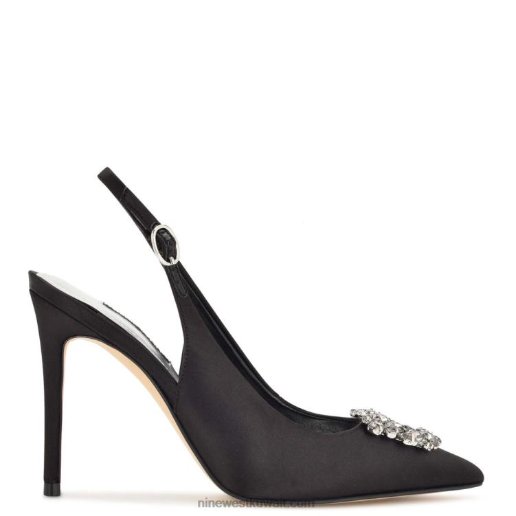 Nine West مضخات famey slingback الكريستال الساتان الأسود VVL081096