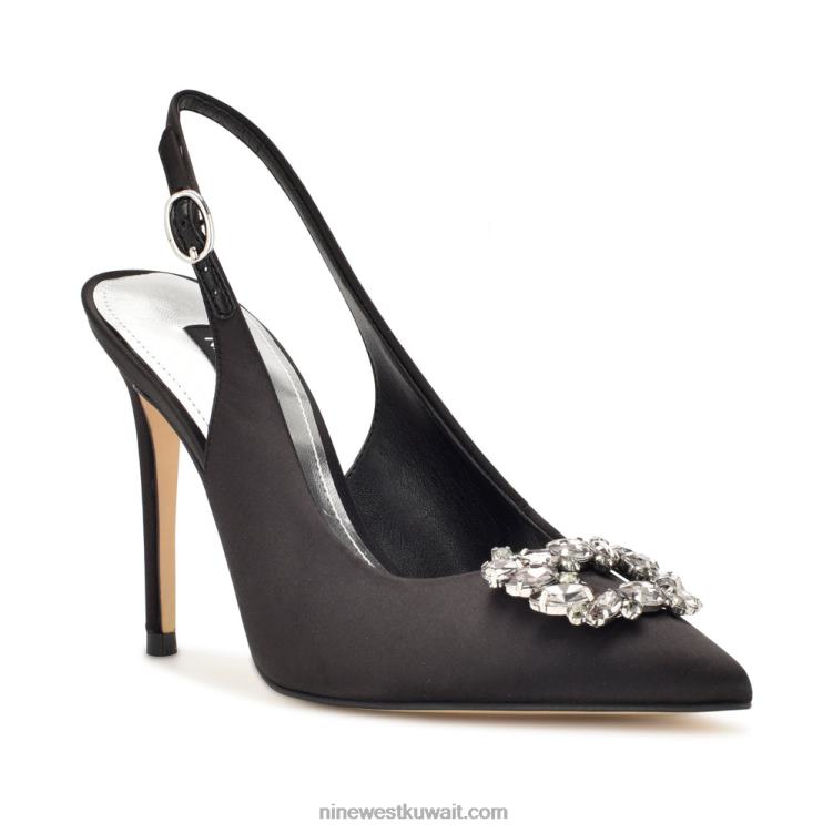 Nine West مضخات famey slingback الكريستال الساتان الأسود VVL081836