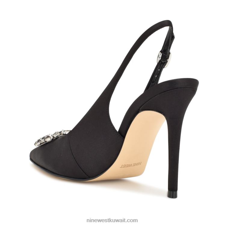 Nine West مضخات famey slingback الكريستال الساتان الأسود VVL081836