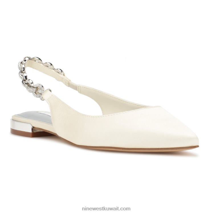 Nine West الشقق loriah slingback كريستال ساتان عاجي VVL081783