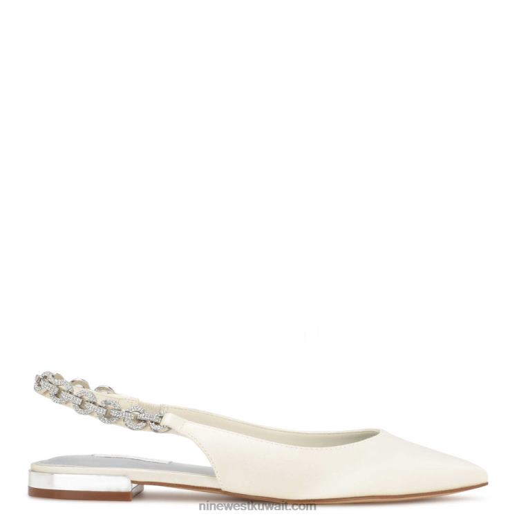 Nine West الشقق loriah slingback كريستال ساتان عاجي VVL082306