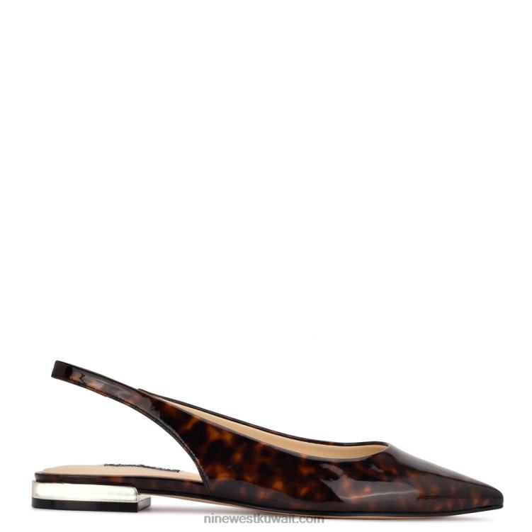 Nine West حذاء مسطح بإصبع مدبب lucee slingback سلحفاة بنية VVL081111