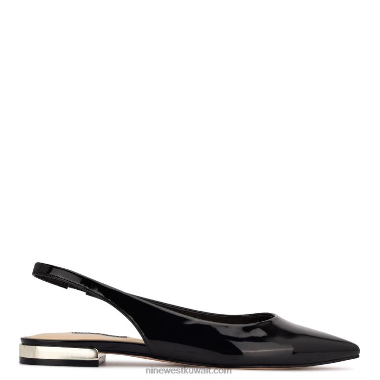 Nine West حذاء مسطح بإصبع مدبب lucee slingback أسود براءة اختراع VVL081112