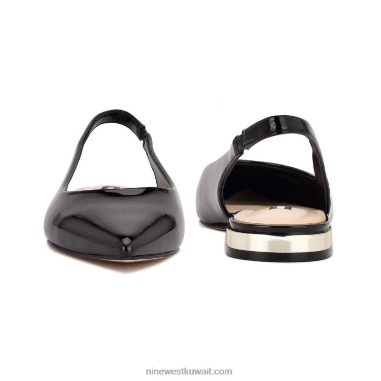 Nine West حذاء مسطح بإصبع مدبب lucee slingback أسود براءة اختراع VVL082221