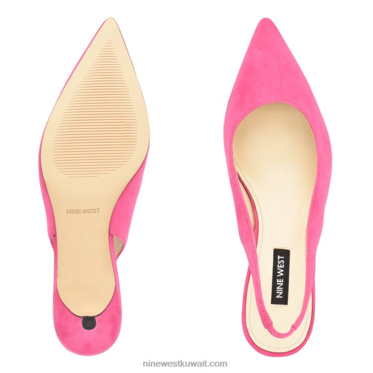Nine West مضخات nataly slingback النيون الوردي الجلد المدبوغ VVL081154