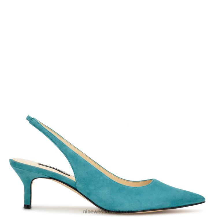 Nine West مضخات nataly slingback جلد الغزال الفيروز VVL08886