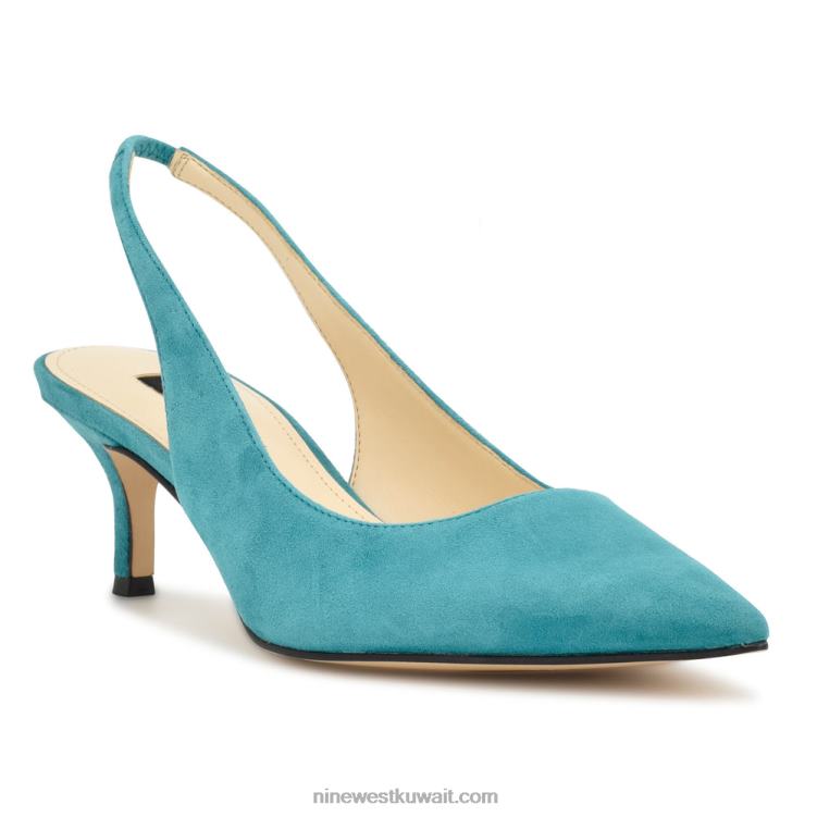 Nine West مضخات nataly slingback جلد الغزال الفيروز VVL08886
